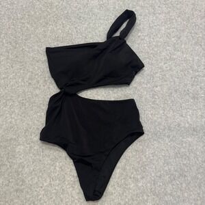 Victoria's Secret Black One‎ Shoulder Cutout One Piece Swimsuit Small Vacation